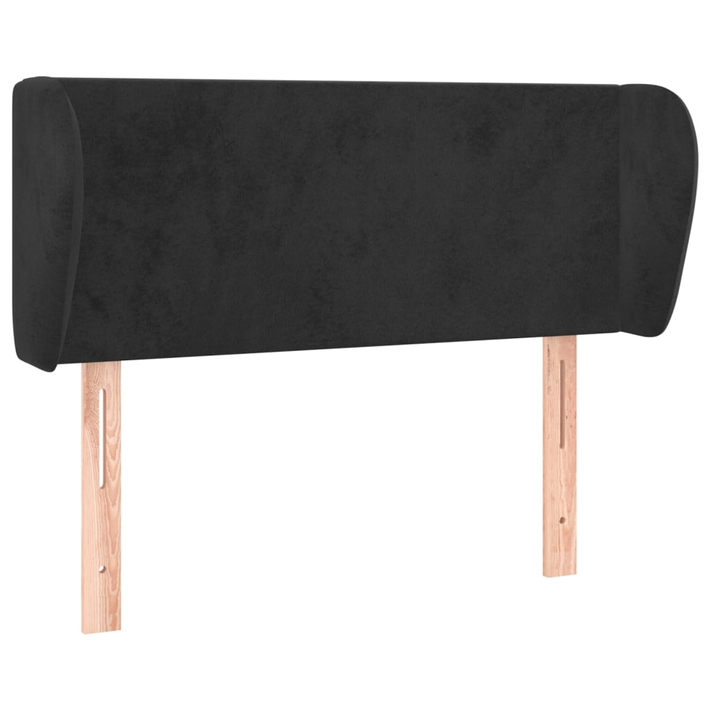 Uzglavlje s ušima crno 83x23x78/88 cm baršunasto