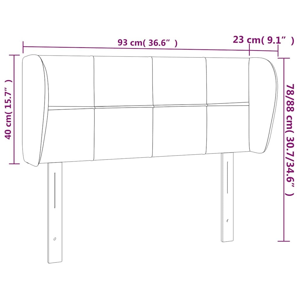 Uzglavlje s ušima tamnozeleno 93x23x78/88 cm baršunasto