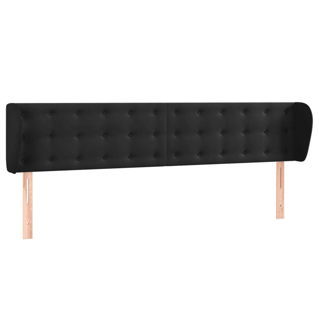 Uzglavlje s ušima crno 163x23x78/88 cm baršunasto