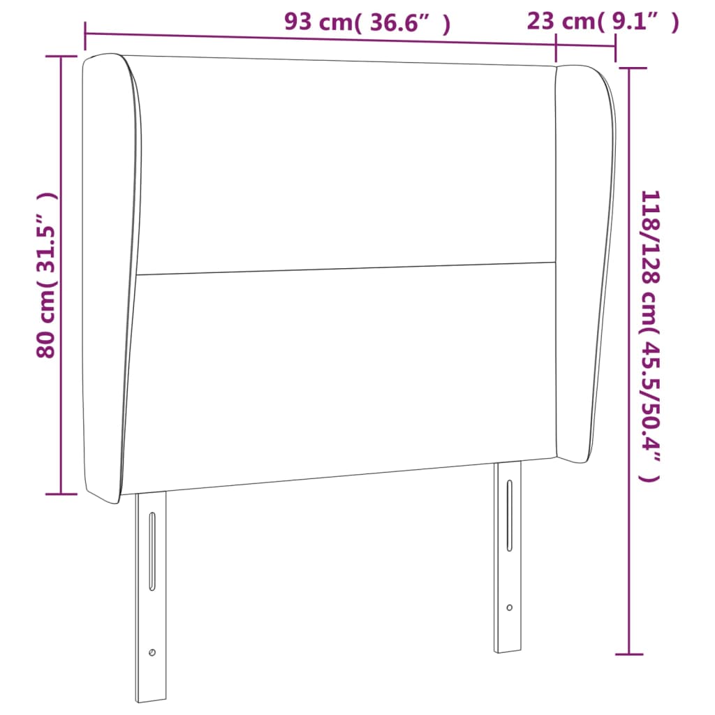 Uzglavlje s ušima svjetlosivo 93x23x118/128 cm od tkanine