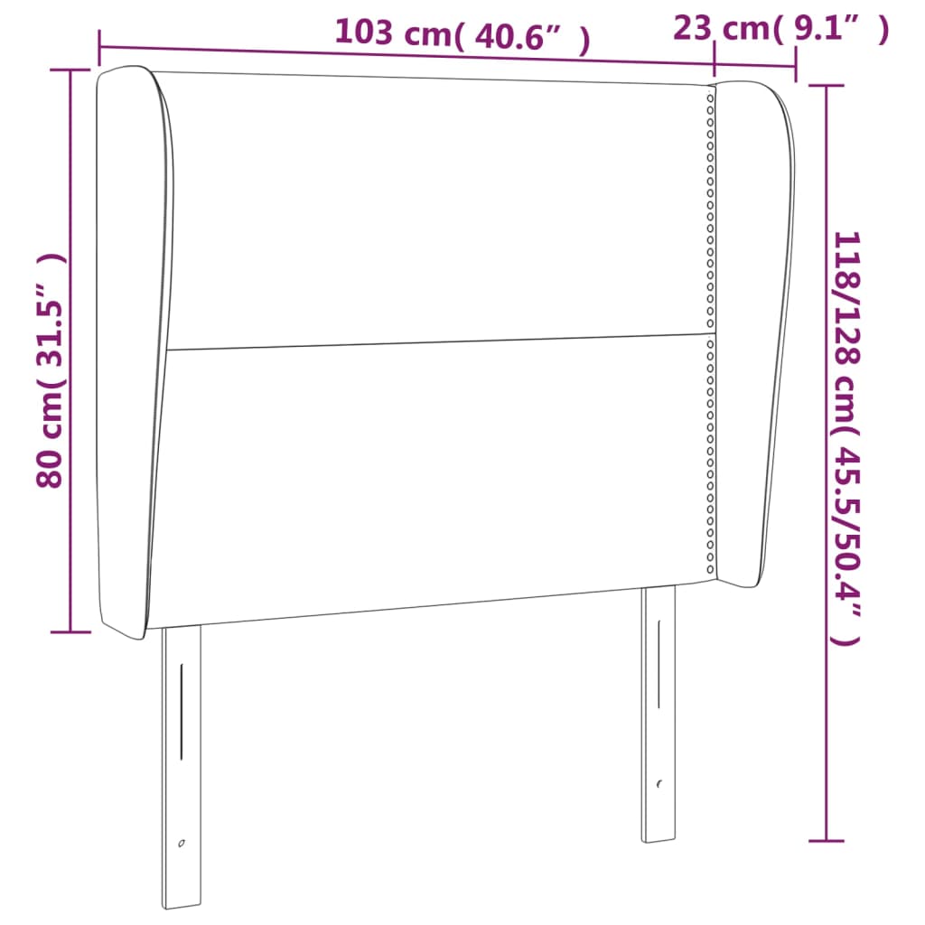 Uzglavlje s ušima plavo 103x23x118/128 cm od tkanine