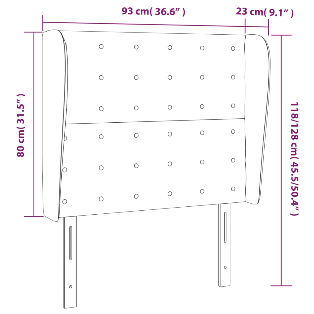 Uzglavlje s ušima boja cappuccina 93x23x118/128 cm umjetna koža