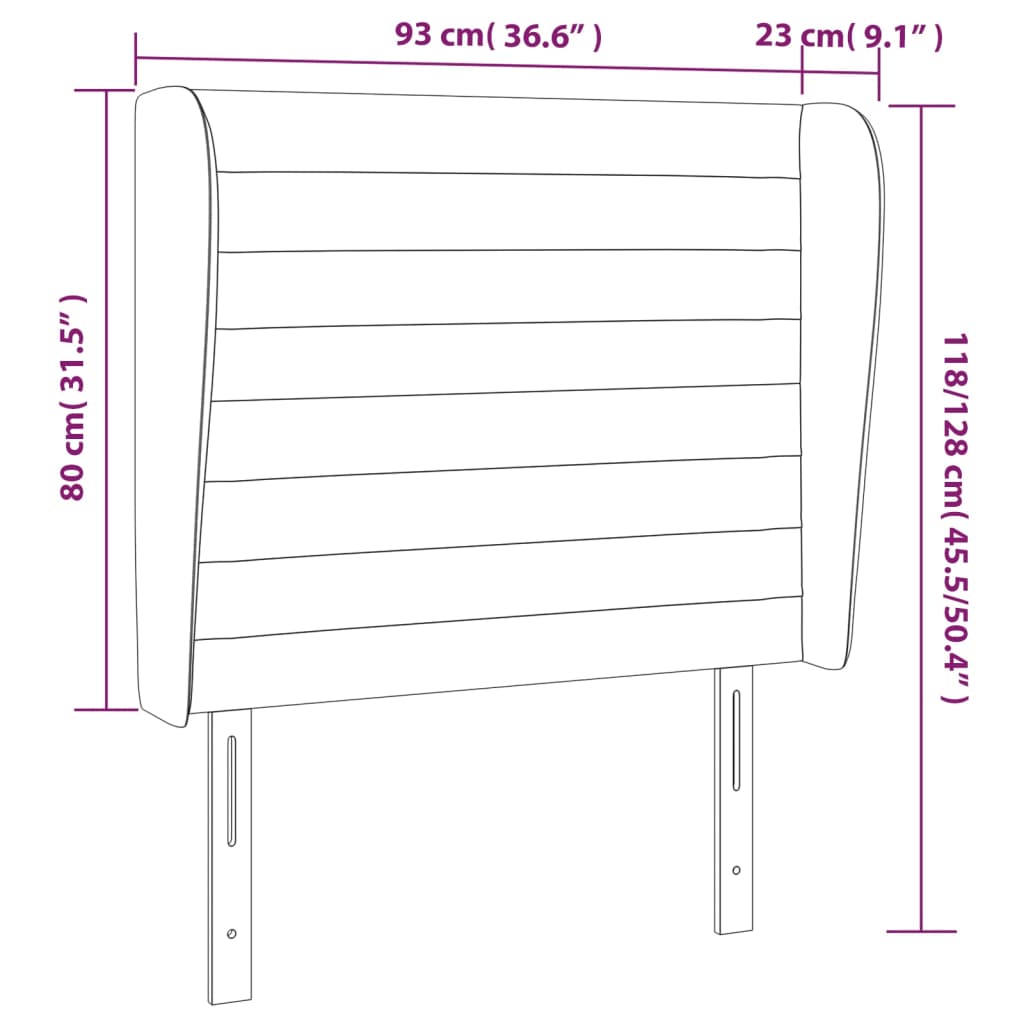 Uzglavlje s ušima krem 93x23x118/128 cm od tkanine