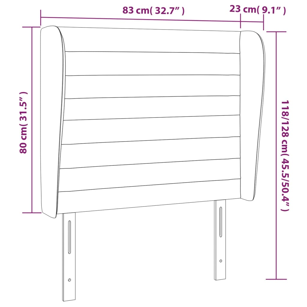 Uzglavlje s ušima ružičasto 83 x 23 x 118/128 cm baršunasto