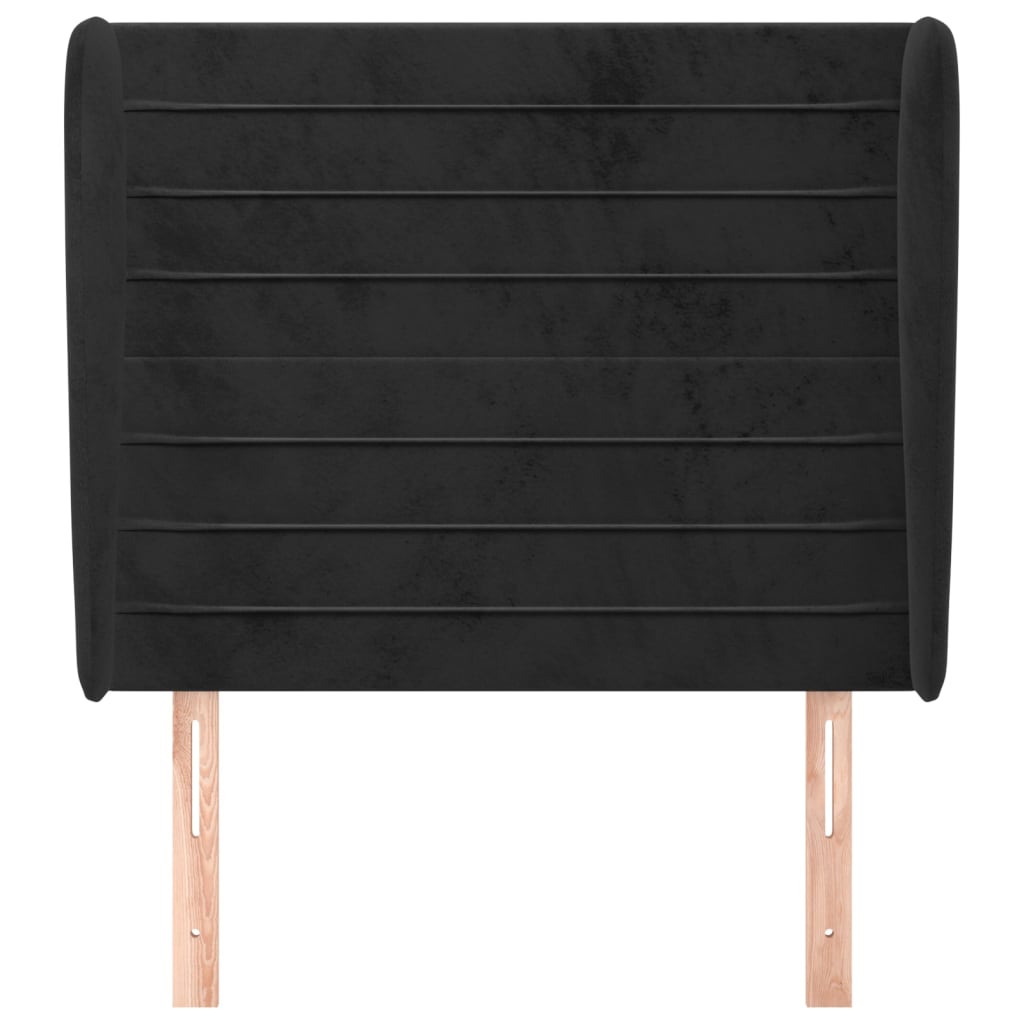 Uzglavlje s ušima crno 103x23x118/128 cm baršunasto