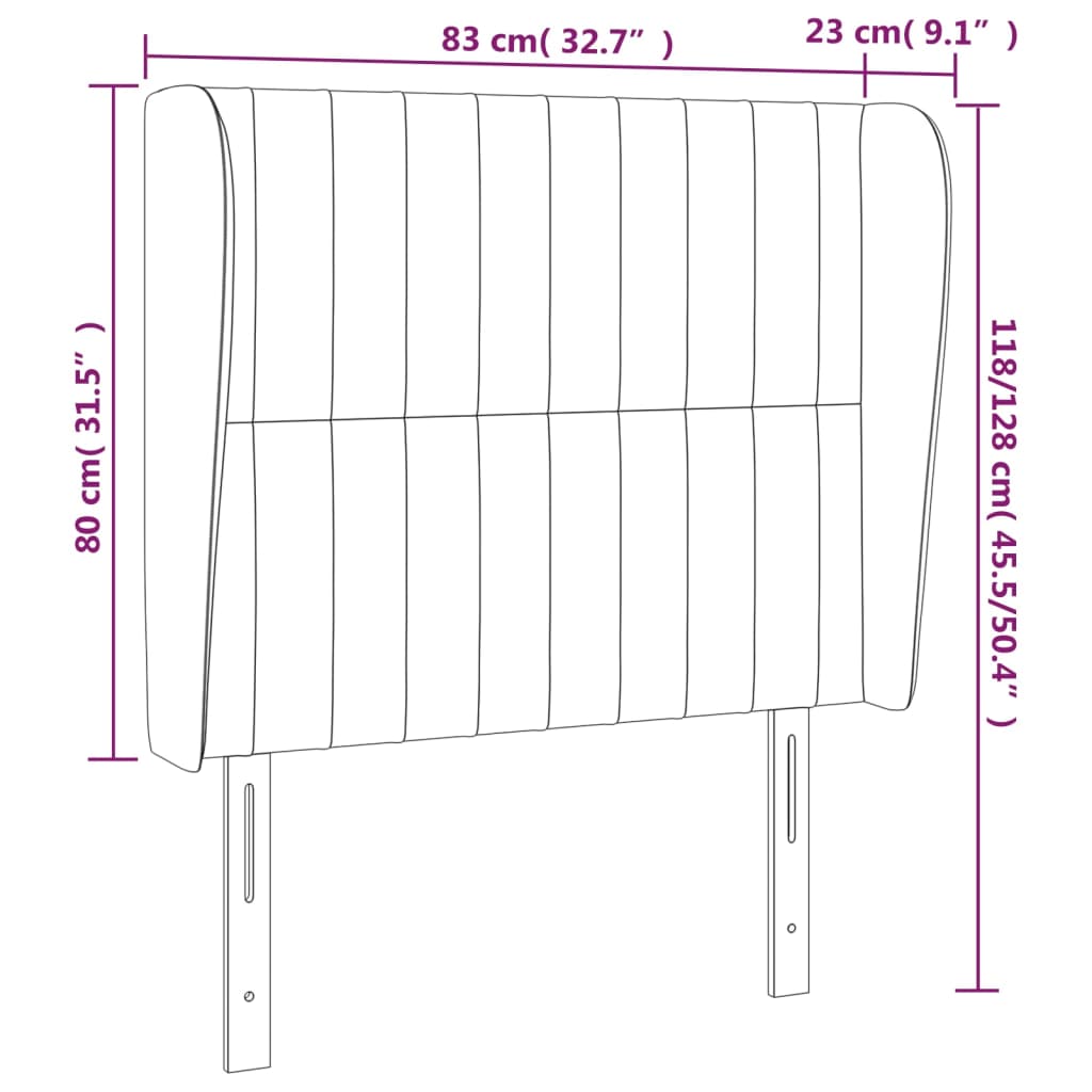 Uzglavlje s ušima krem 83 x 23 x 118/128 cm od tkanine