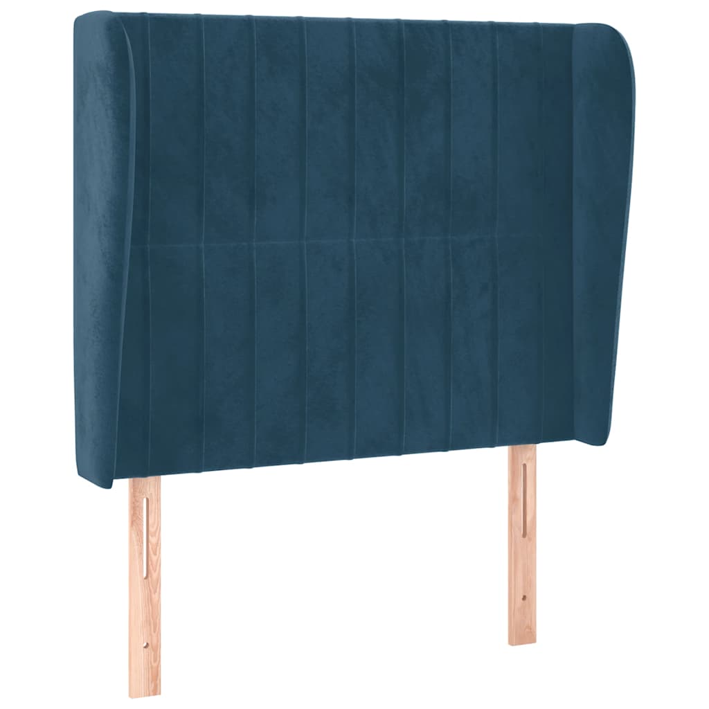 Uzglavlje s ušima tamnoplavo 103x23x118/128 cm baršunasto
