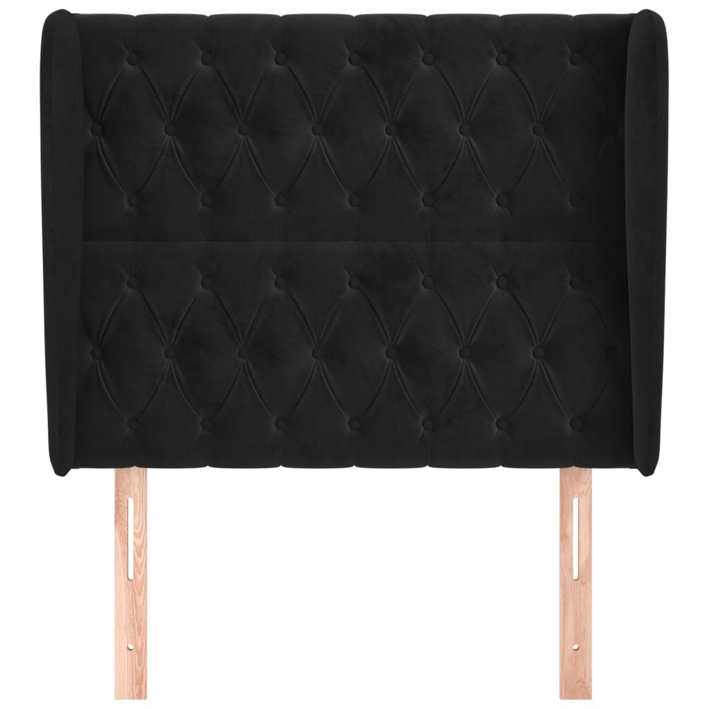Uzglavlje s ušima crno 103x23x118/128 cm baršunasto