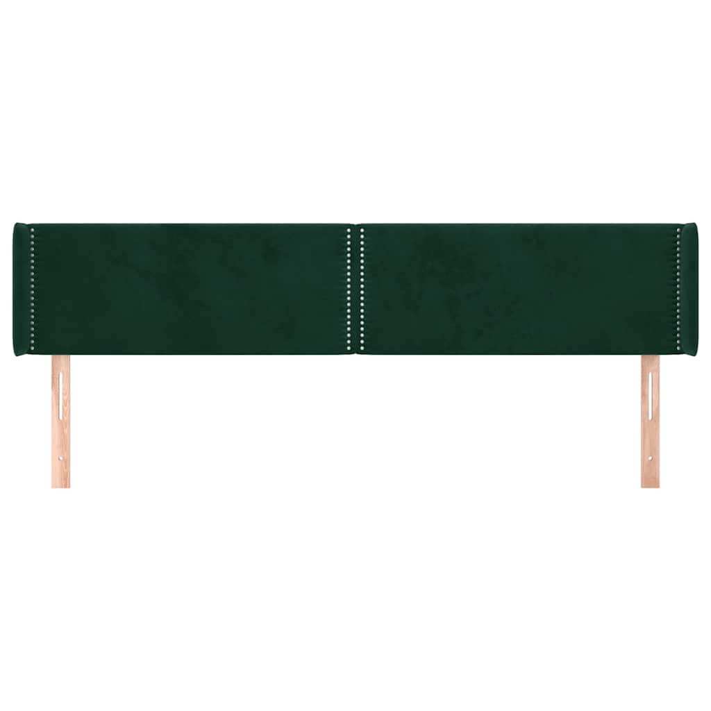 Uzglavlje s ušima tamnozeleno 183x16x78/88 cm baršunasto