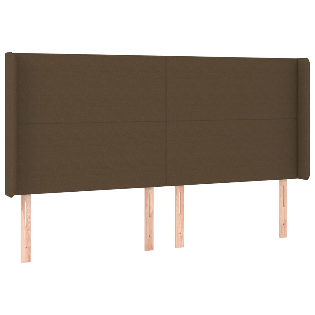 Uzglavlje s ušima tamnosmeđe 203x16x118/128 cm od tkanine