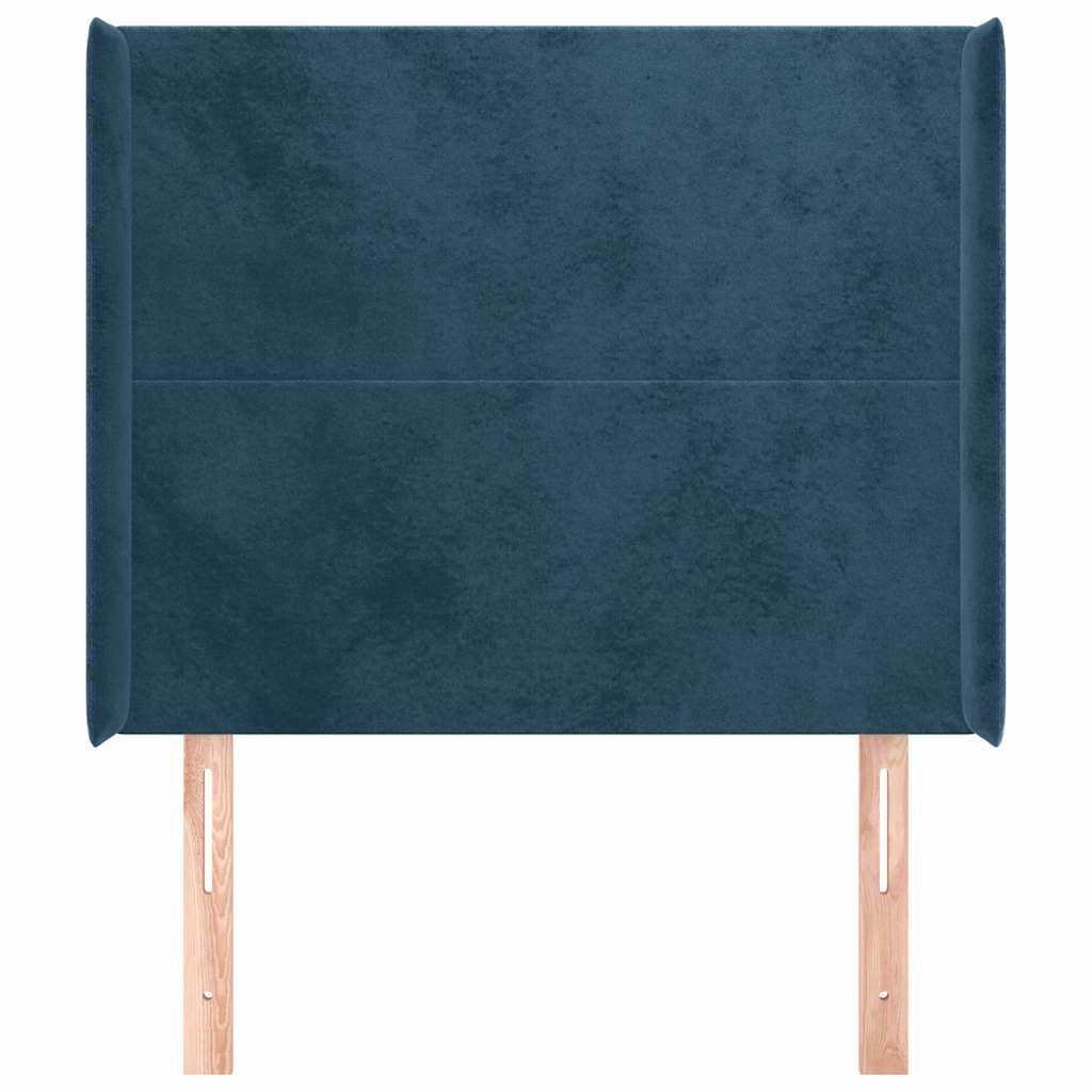 Uzglavlje s ušima tamnoplavo 103x16x118/128 cm baršunasto