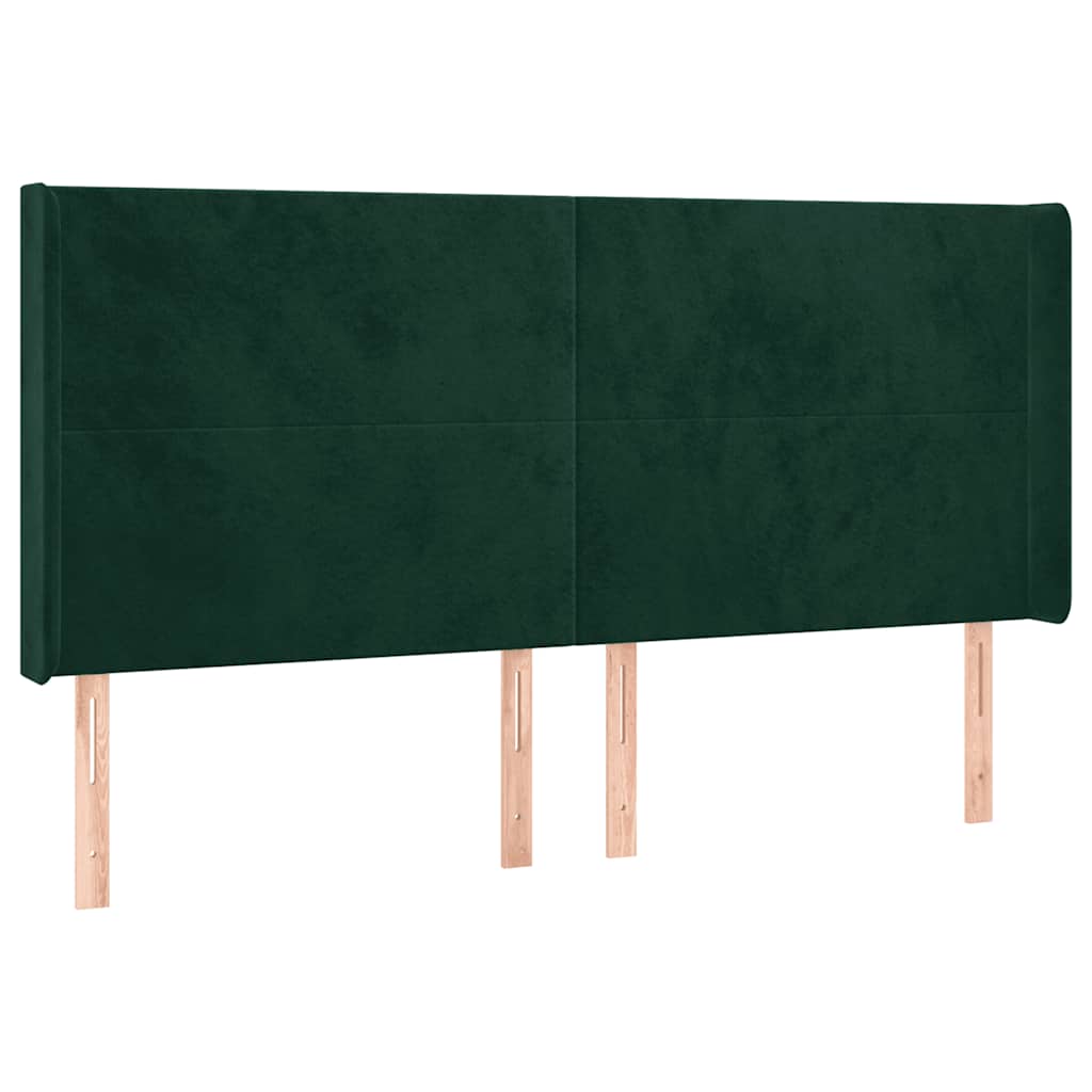 Uzglavlje s ušima tamnozeleno 183x16x118/128 cm baršunasto