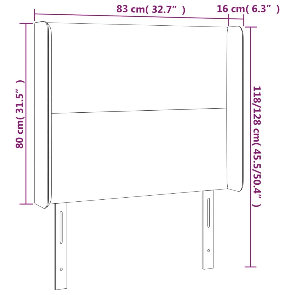 Uzglavlje s ušima crno 83x16x118/128 cm od umjetne kože