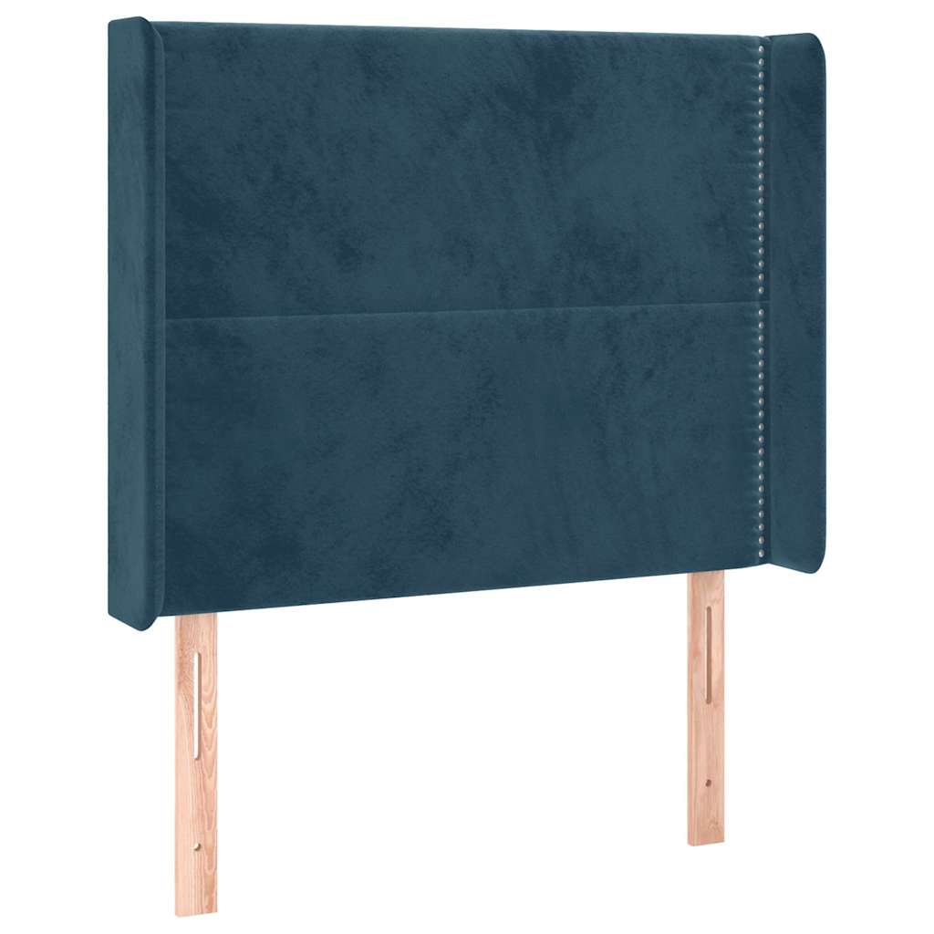 Uzglavlje s ušima tamnoplavo 83x16x118/128 cm baršunasto