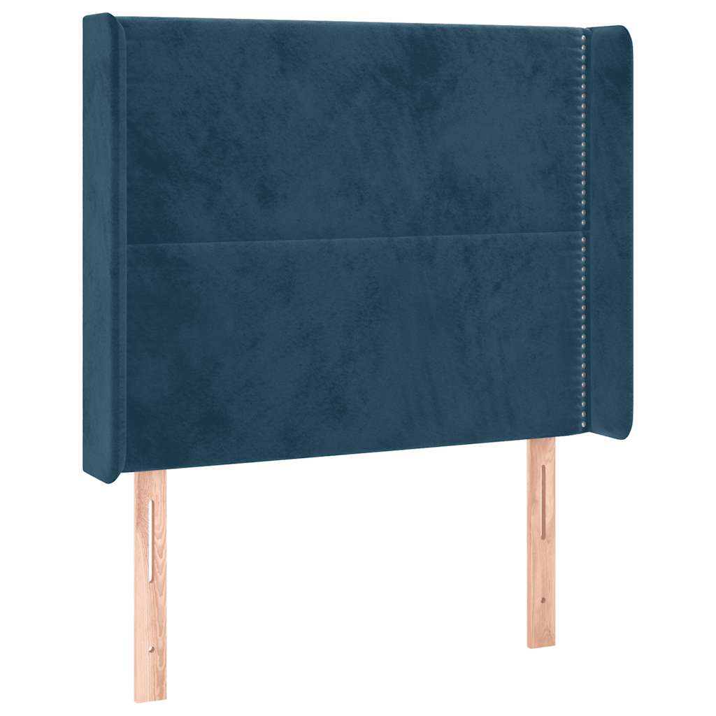 Uzglavlje s ušima tamnoplavo 103x16x118/128 cm baršunasto