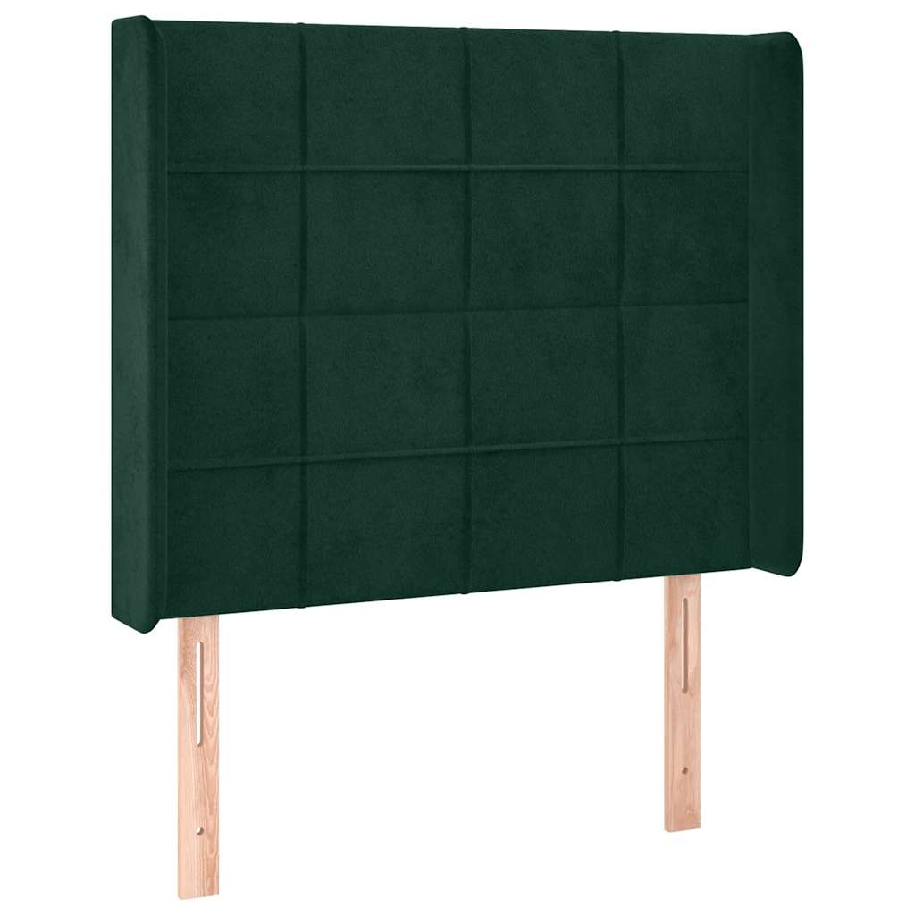 Uzglavlje s ušima tamnozeleno 83x16x118/128 cm baršunasto