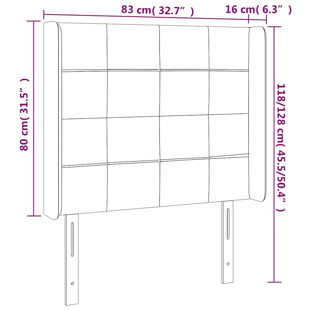 Uzglavlje s ušima tamnozeleno 83x16x118/128 cm baršunasto