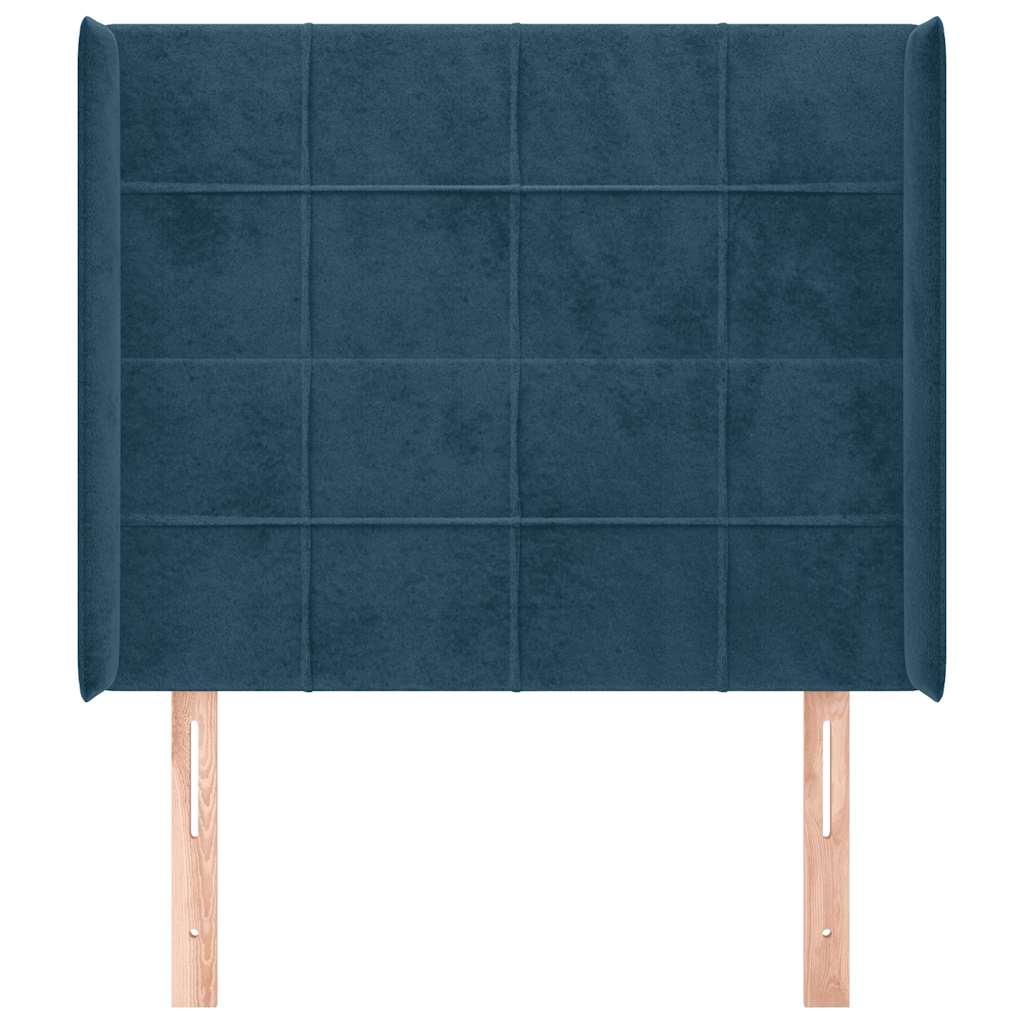 Uzglavlje s ušima tamnoplavo 93x16x118/128 cm baršunasto