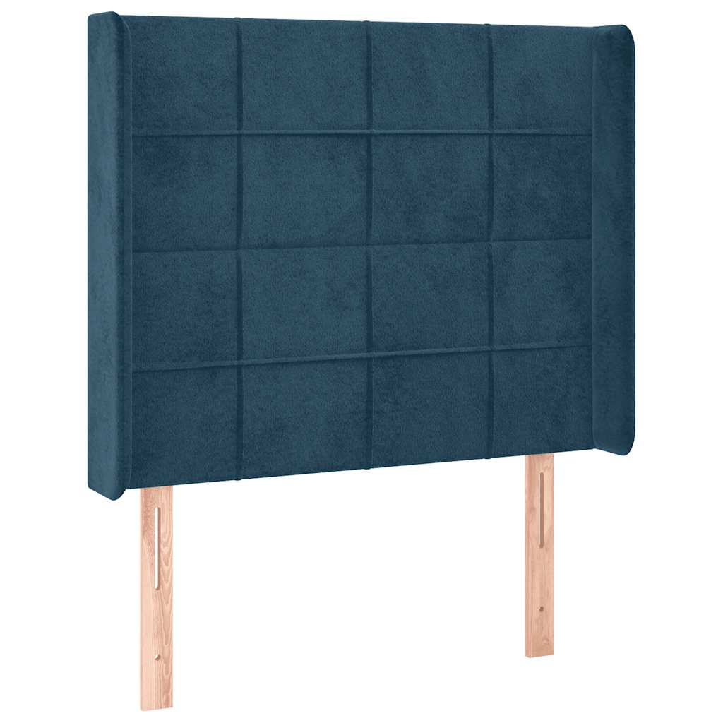 Uzglavlje s ušima tamnoplavo 103x16x118/128 cm baršunasto