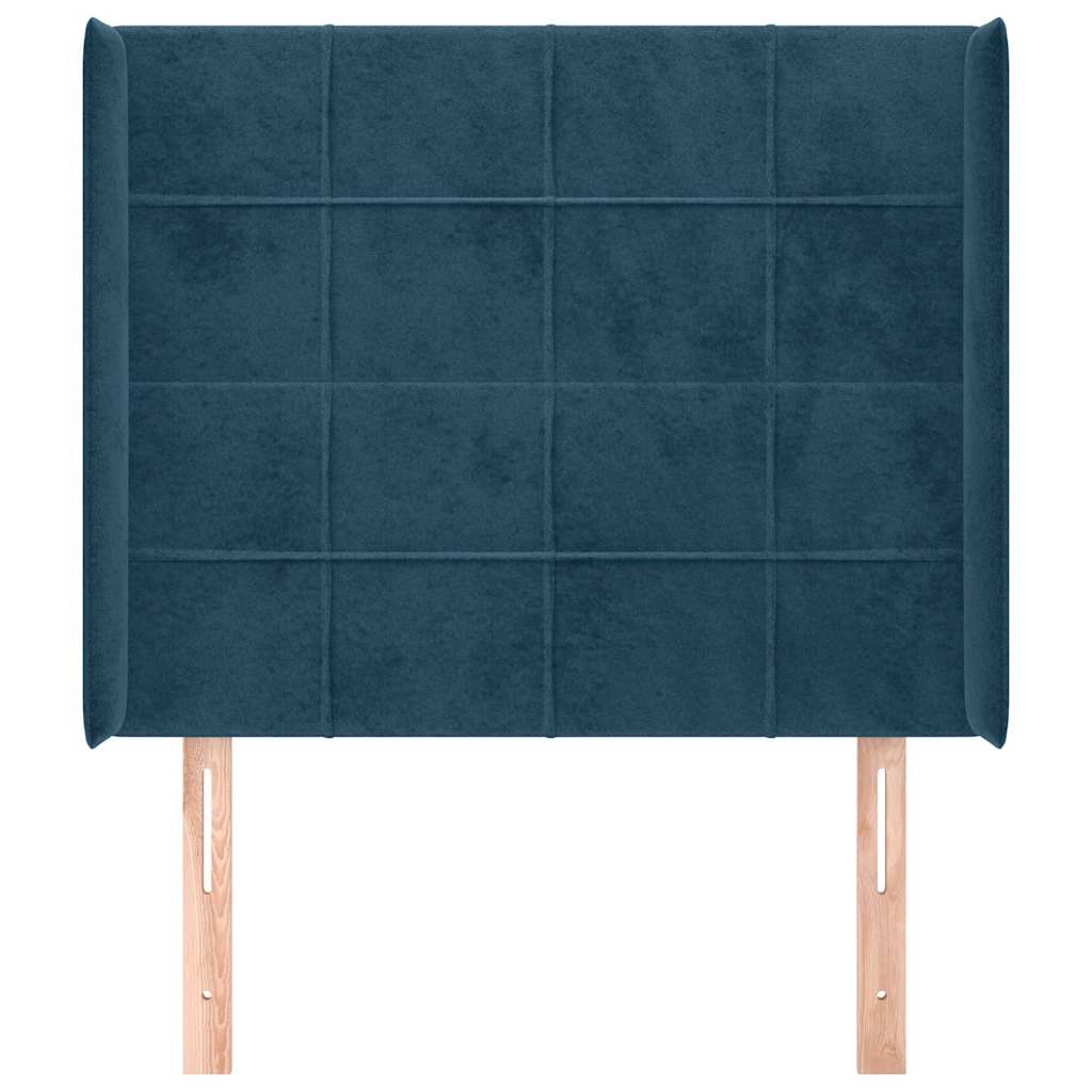 Uzglavlje s ušima tamnoplavo 103x16x118/128 cm baršunasto