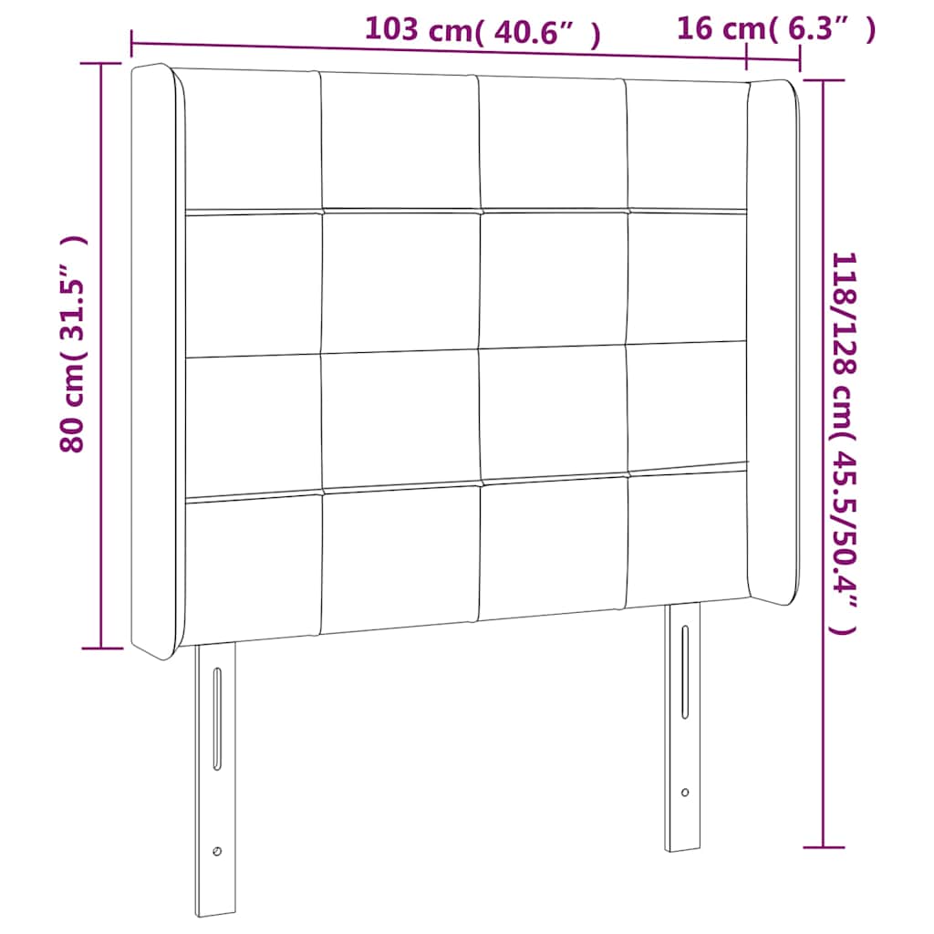 Uzglavlje s ušima tamnoplavo 103x16x118/128 cm baršunasto