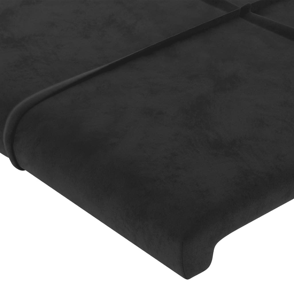 Uzglavlje s ušima crno 147x16x118/128 cm baršunasto