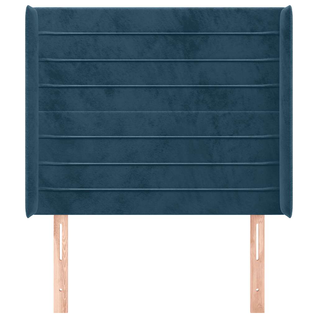 Uzglavlje s ušima tamnoplavo 83x16x118/128 cm baršunasto