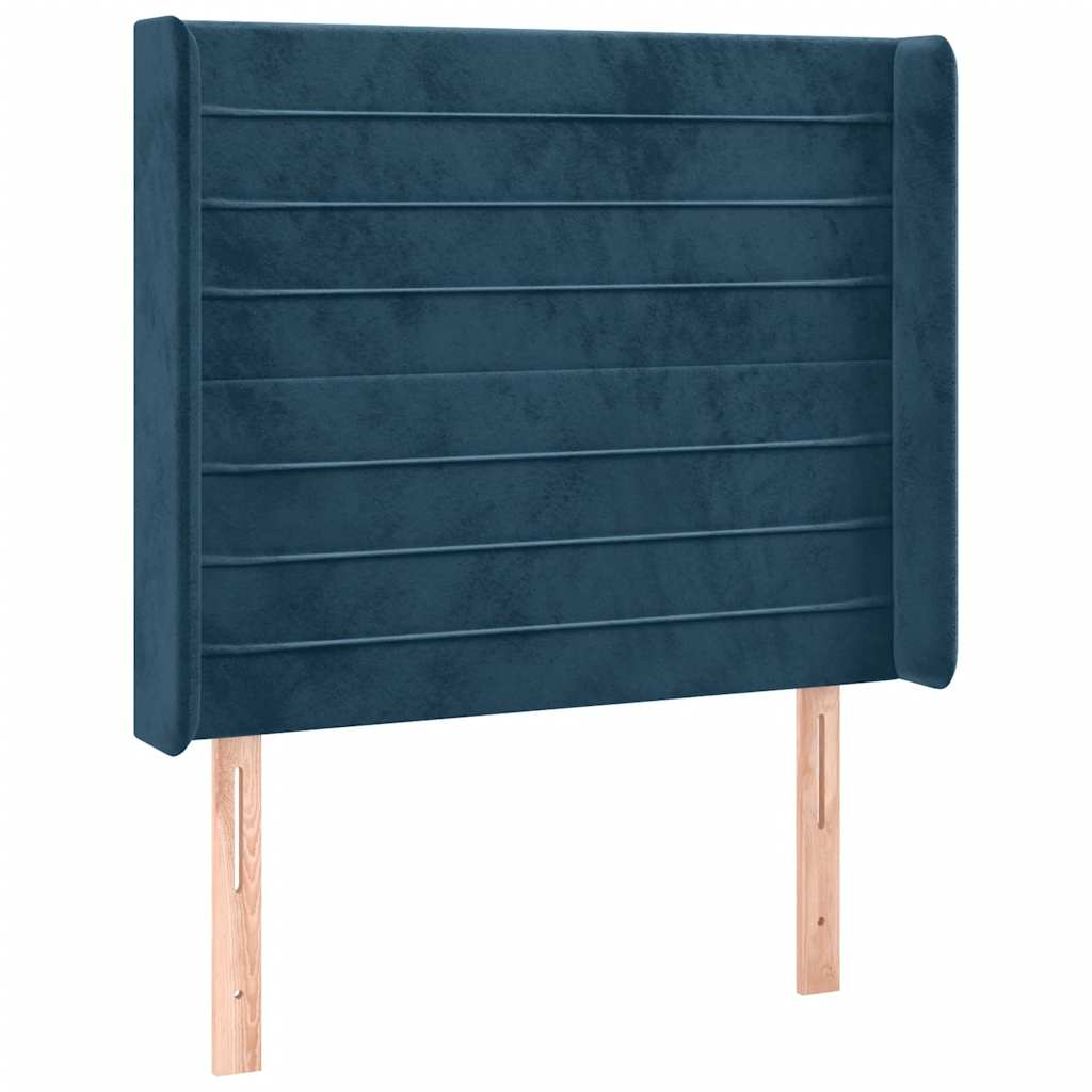 Uzglavlje s ušima tamnoplavo 103x16x118/128 cm baršunasto