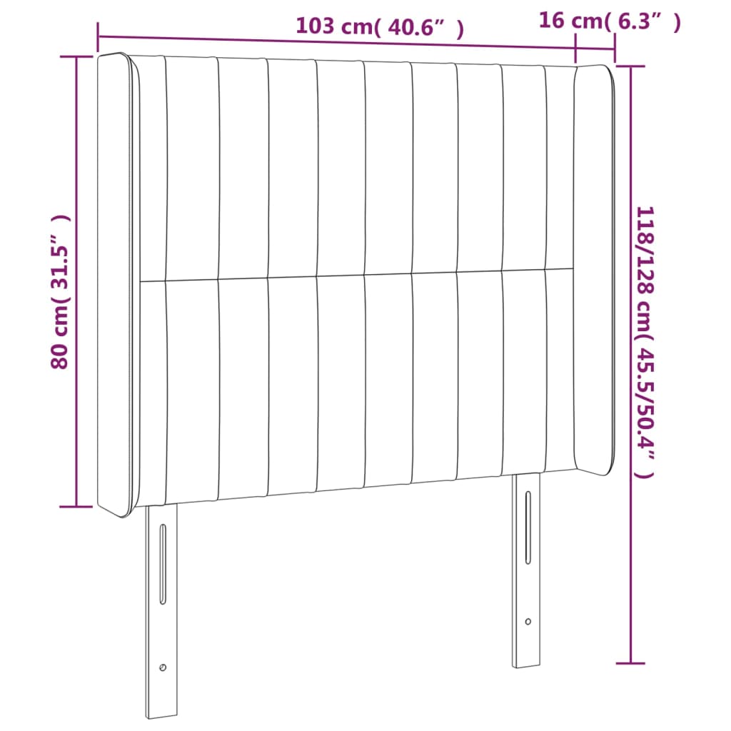 Uzglavlje s ušima krem 103x16x118/128 cm od tkanine
