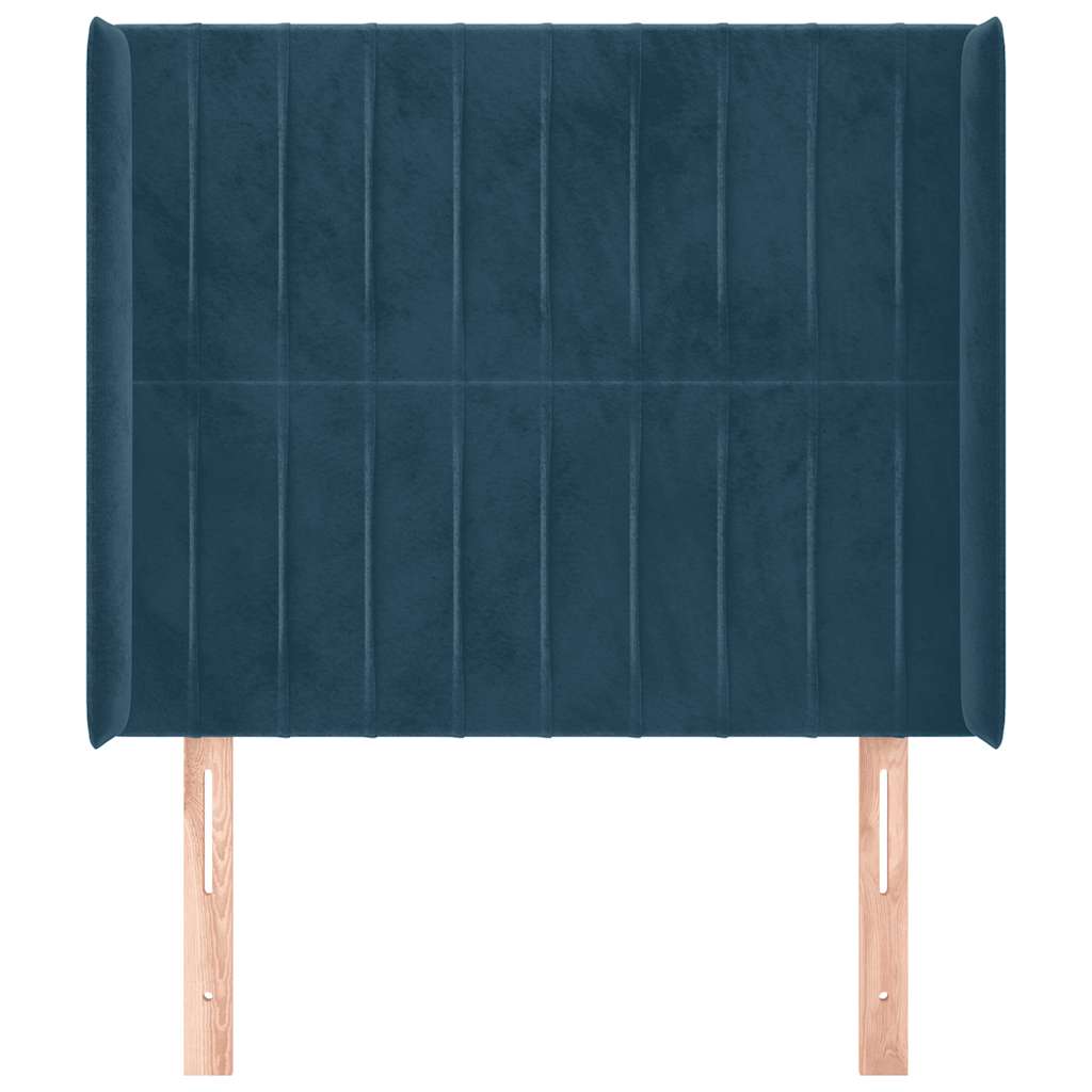 Uzglavlje s ušima tamnoplavo 83x16x118/128 cm baršunasto