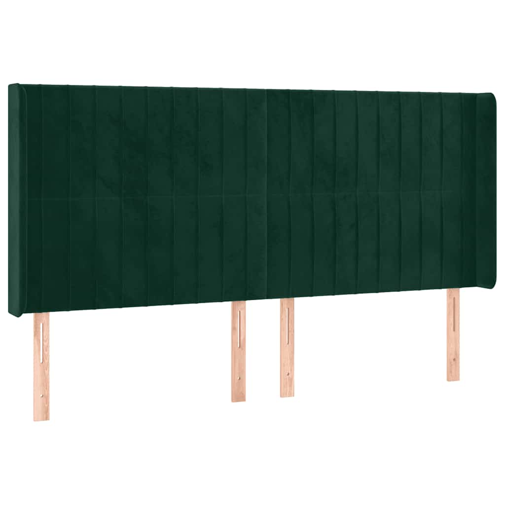 Uzglavlje s ušima tamnozeleno 183x16x118/128 cm baršunasto