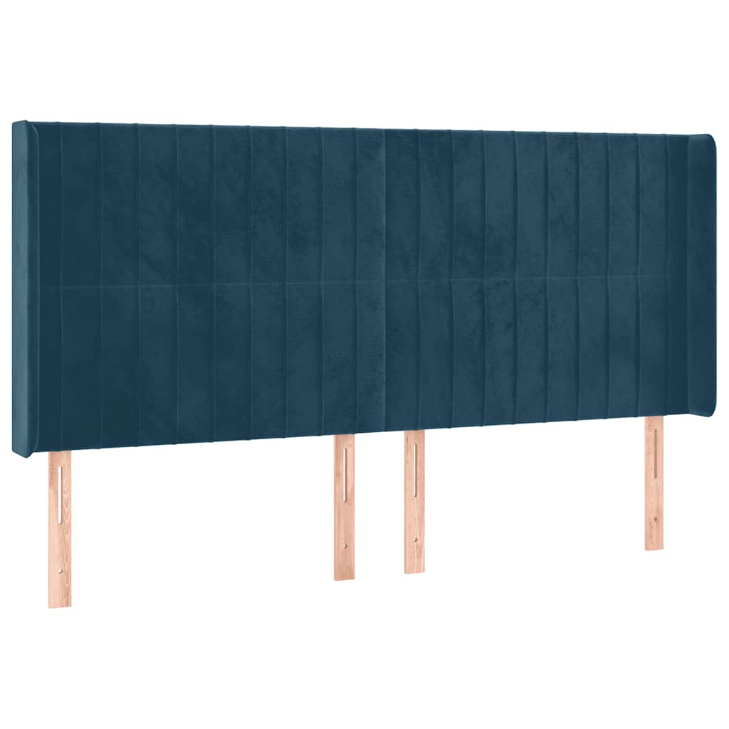 Uzglavlje s ušima tamnoplavo 183x16x118/128 cm baršunasto