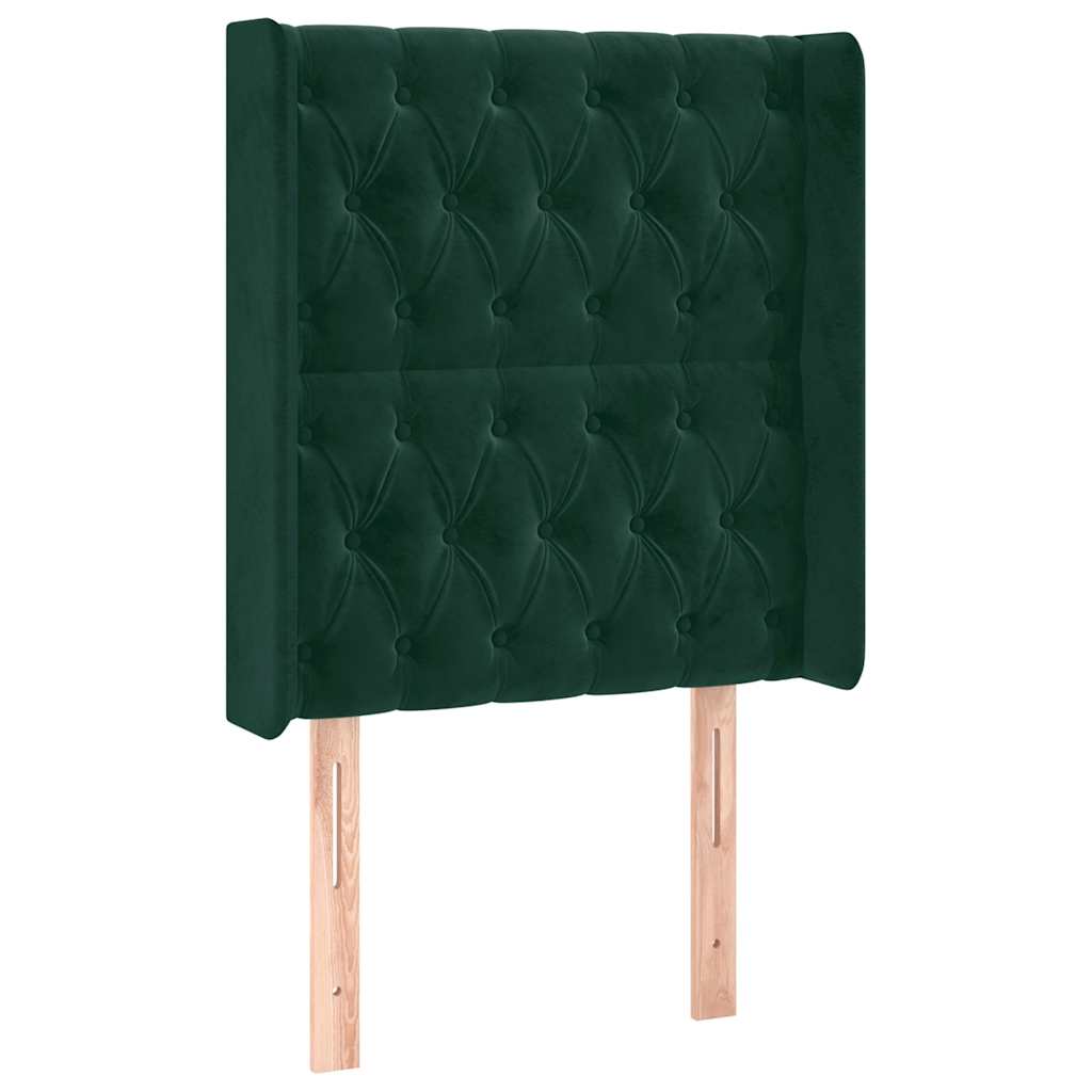 Uzglavlje s ušima tamnozeleno 83x16x118/128 cm baršunasto