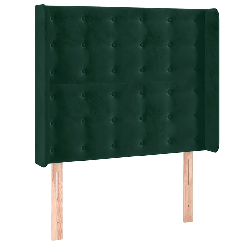 Uzglavlje s ušima tamnozeleno 83x16x118/128 cm baršunasto