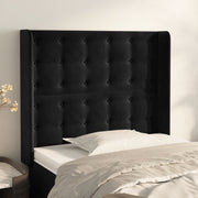 Uzglavlje s ušima crno 93x16x118/128 cm baršunasto