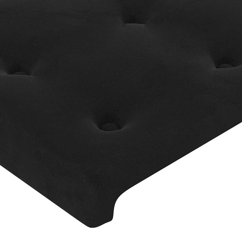 Uzglavlje s ušima crno 103x16x118/128 cm baršunasto