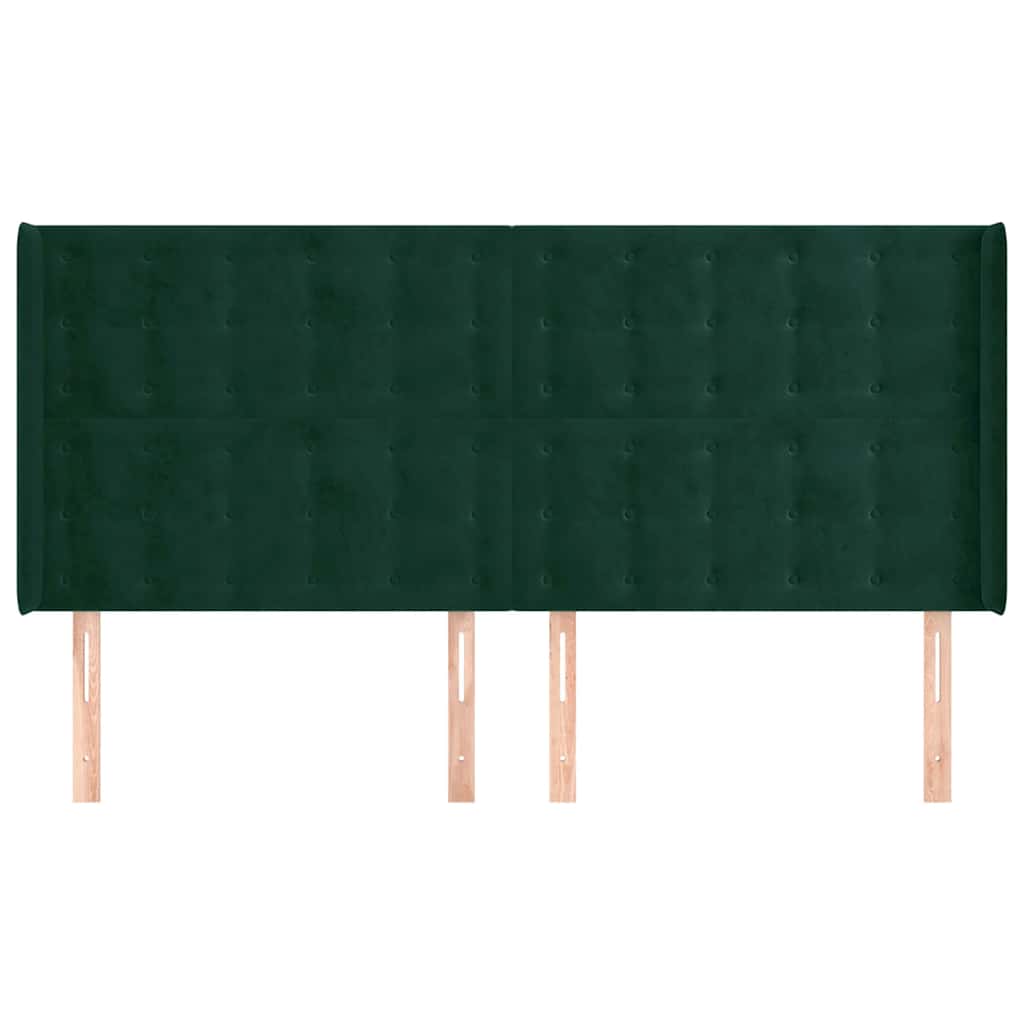 Uzglavlje s ušima tamnozeleno 163x16x118/128 cm baršunasto