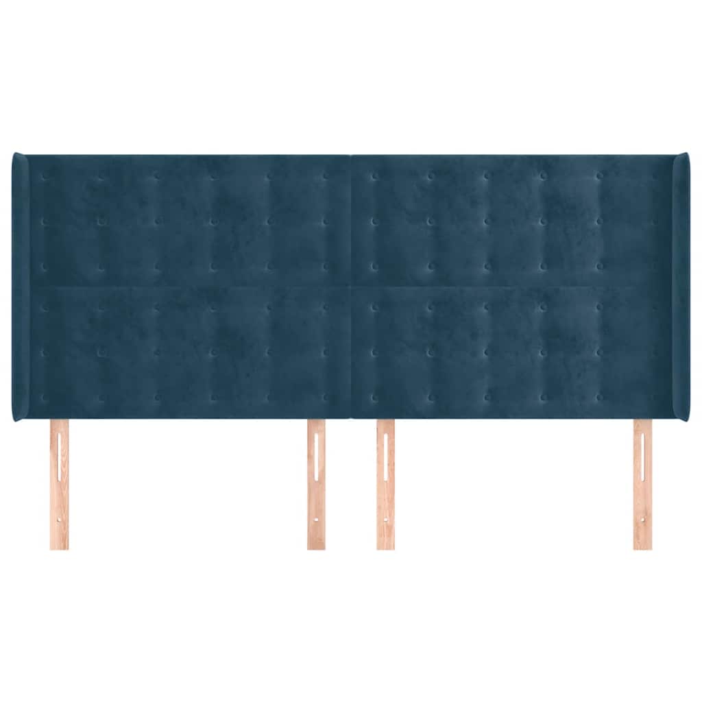 Uzglavlje s ušima tamnoplavo 163x16x118/128 cm baršunasto
