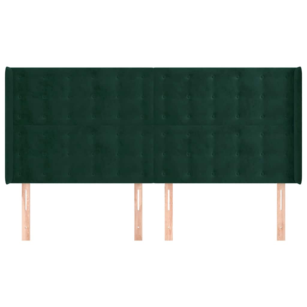 Uzglavlje s ušima tamnozeleno 183x16x118/128 cm baršunasto