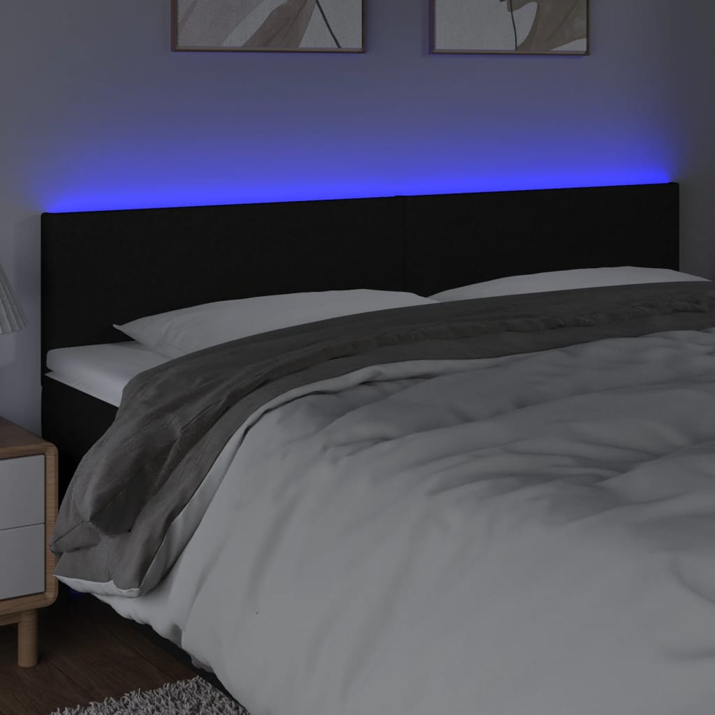 LED uzglavlje crno 200x5x78/88 cm od tkanine