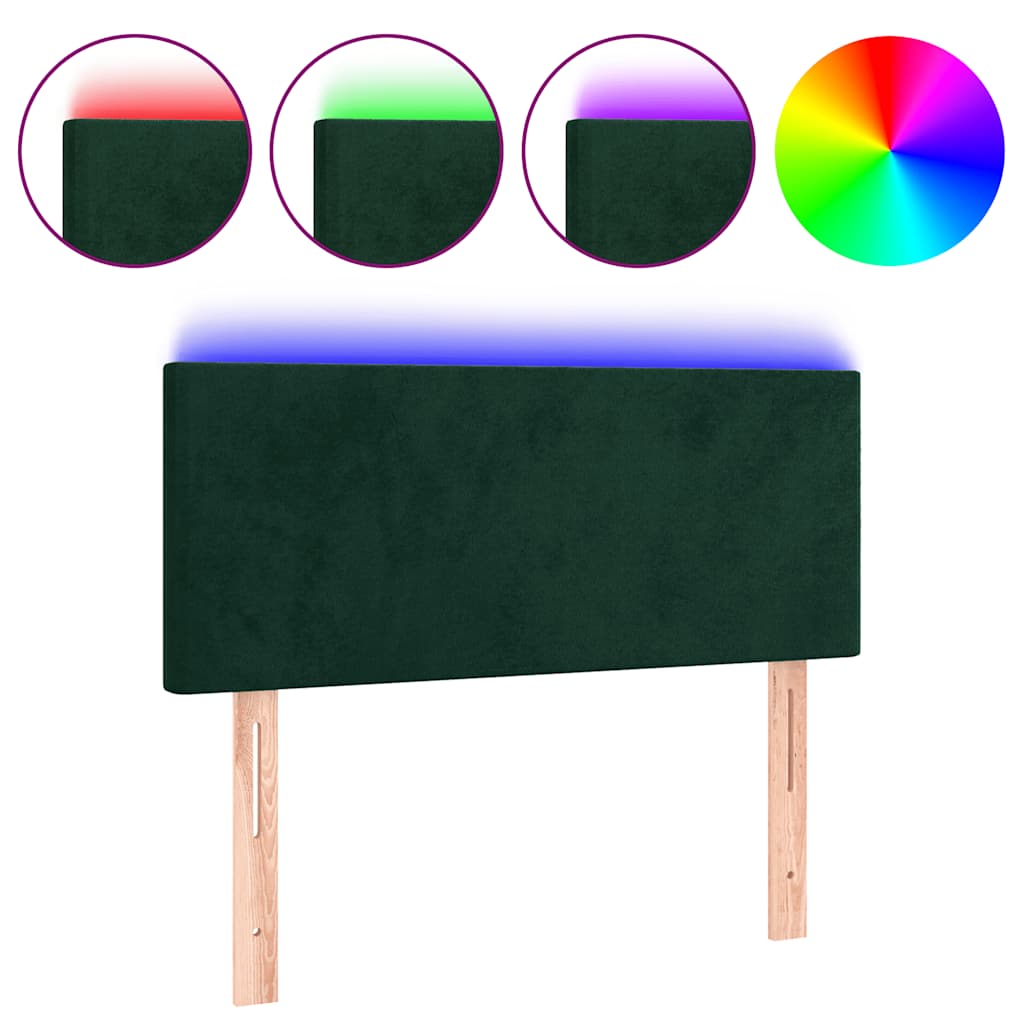 LED uzglavlje tamnozeleno 80 x 5 x 78/88 cm baršunasto