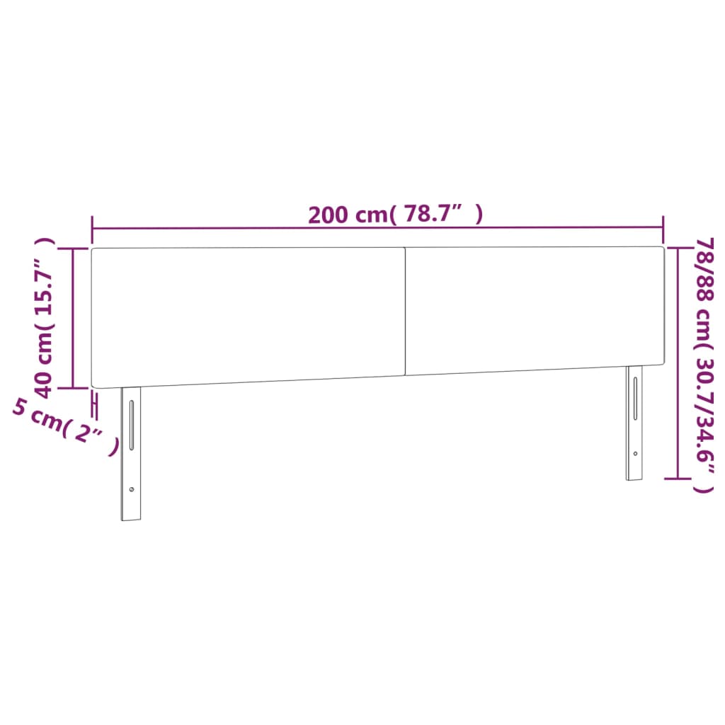 LED uzglavlje crno 200 x 5 x 78/88 cm od umjetne kože