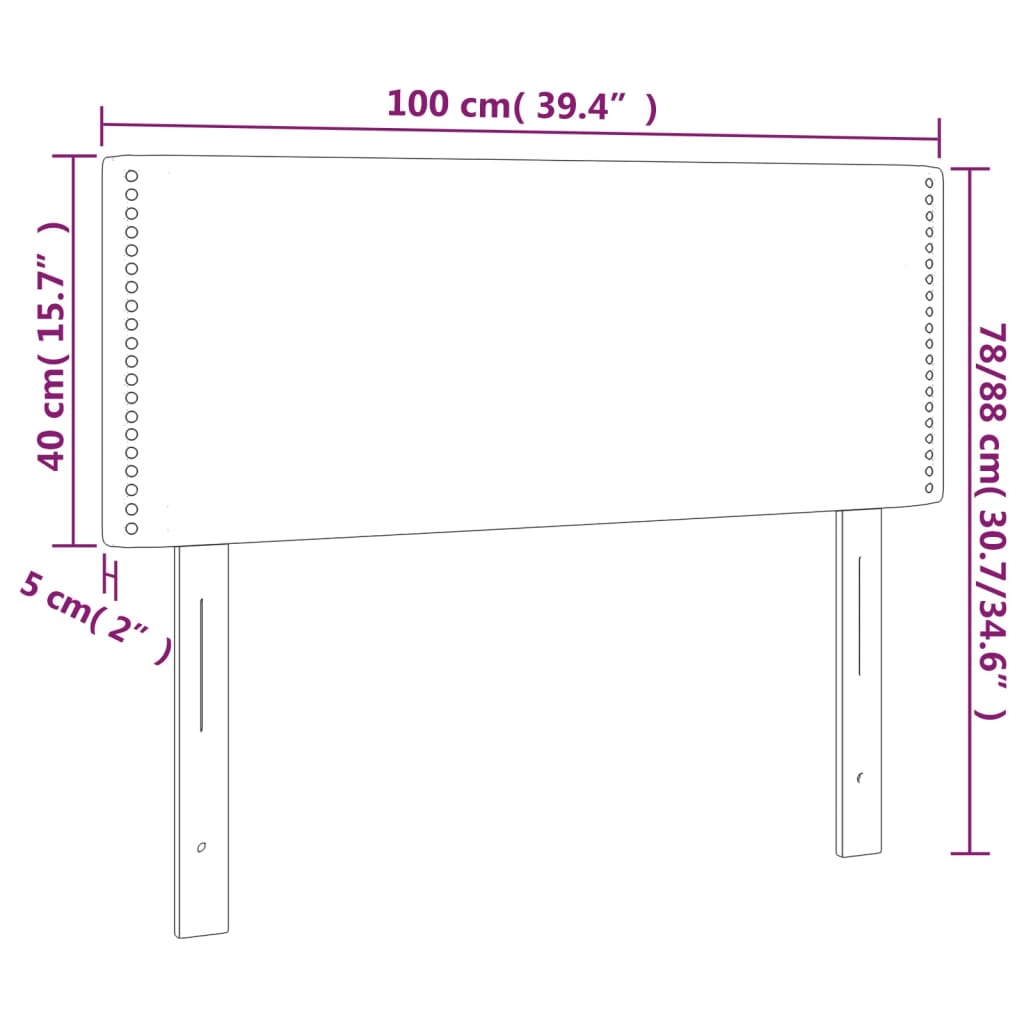 LED uzglavlje tamnosivo 100x5x78/88 cm od tkanine