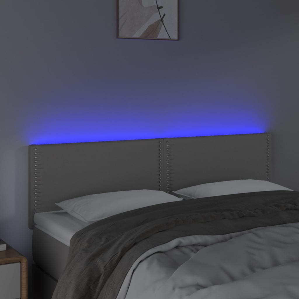 LED uzglavlje sivo 144 x 5 x 78/88 cm od umjetne kože