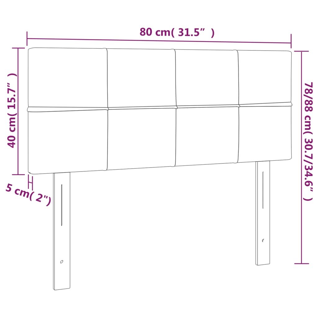 LED uzglavlje krem 80 x 5 x 78/88 cm od tkanine