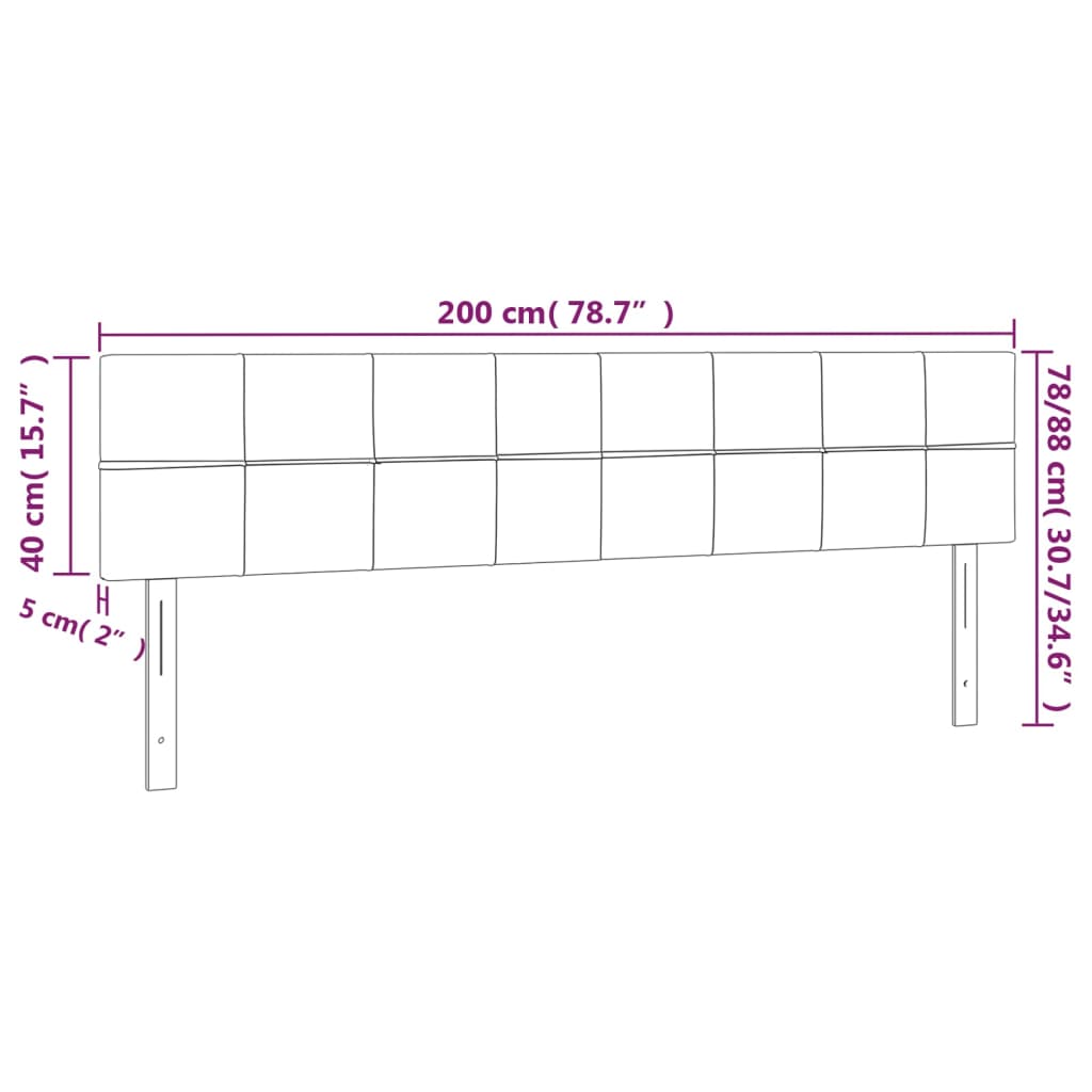 LED uzglavlje crno 200x5x78/88 cm od tkanine