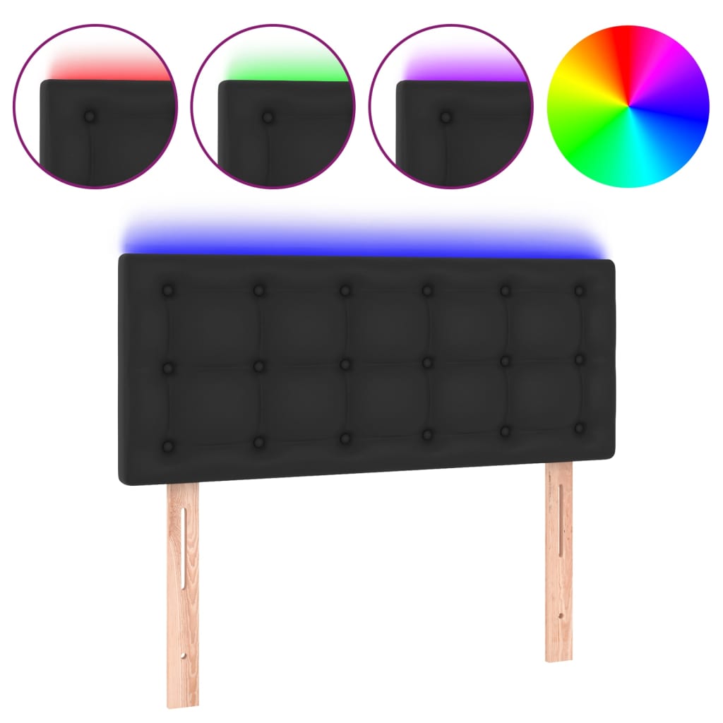 LED uzglavlje crno 90 x 5 x 78/88 cm od umjetne kože
