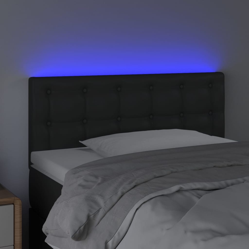 LED uzglavlje crno 90 x 5 x 78/88 cm od umjetne kože