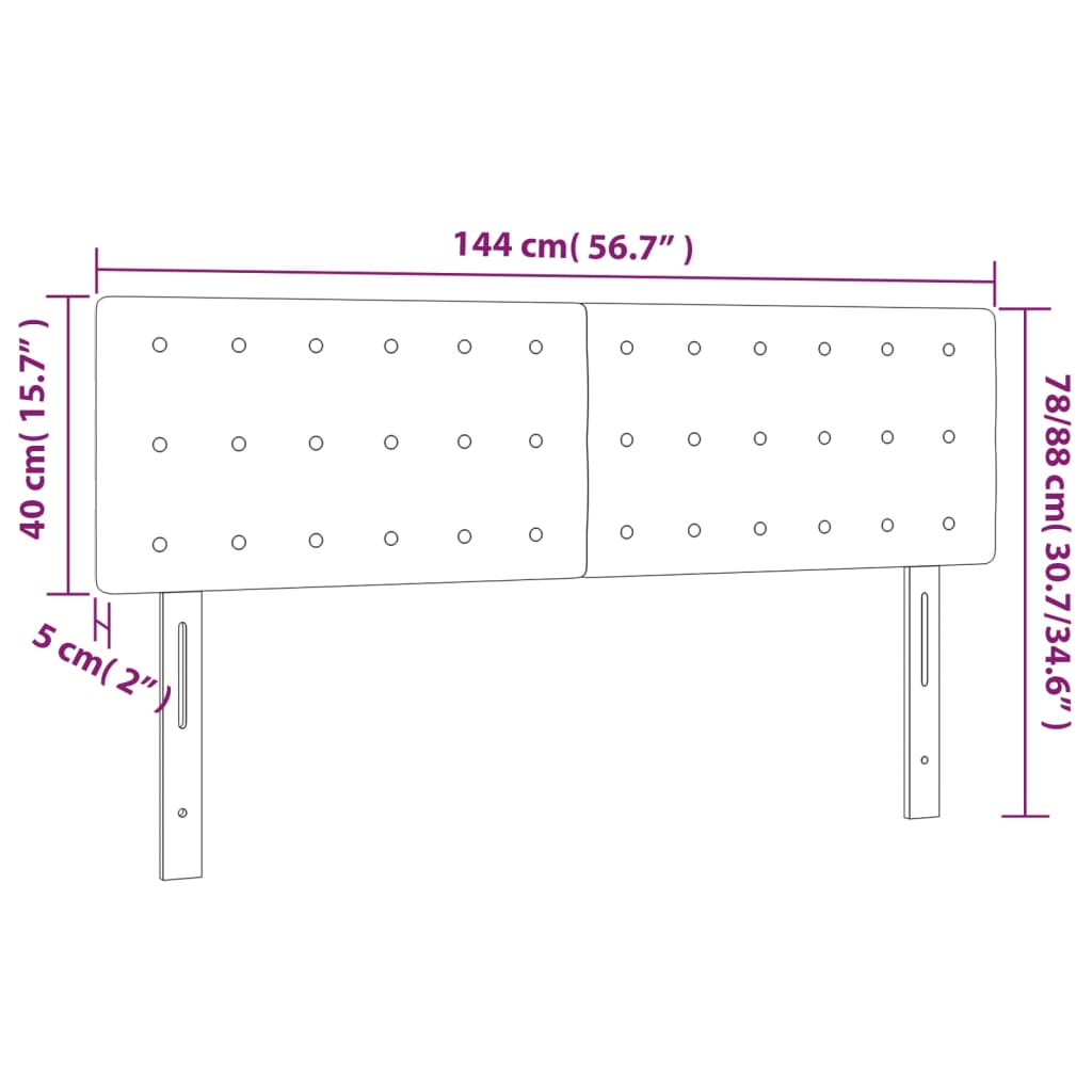 LED uzglavlje sivo 144 x 5 x 78/88 cm od umjetne kože