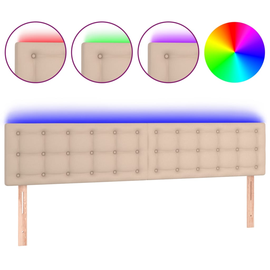 LED uzglavlje boja cappuccina 200 x 5 x 78/88cm od umjetne kože